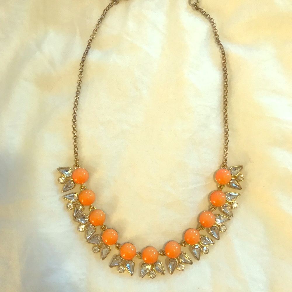 Jcrew Orange Necklace with Diamond embellishments